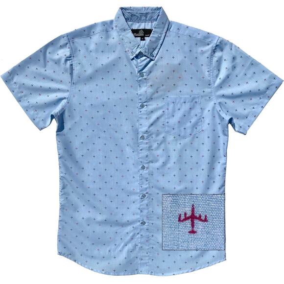 MOLOKAI SURF Molokai Button Up Slim Fit Hawaiian Airplanes Short Sleeve Shirt XL - Picture 1 of 6